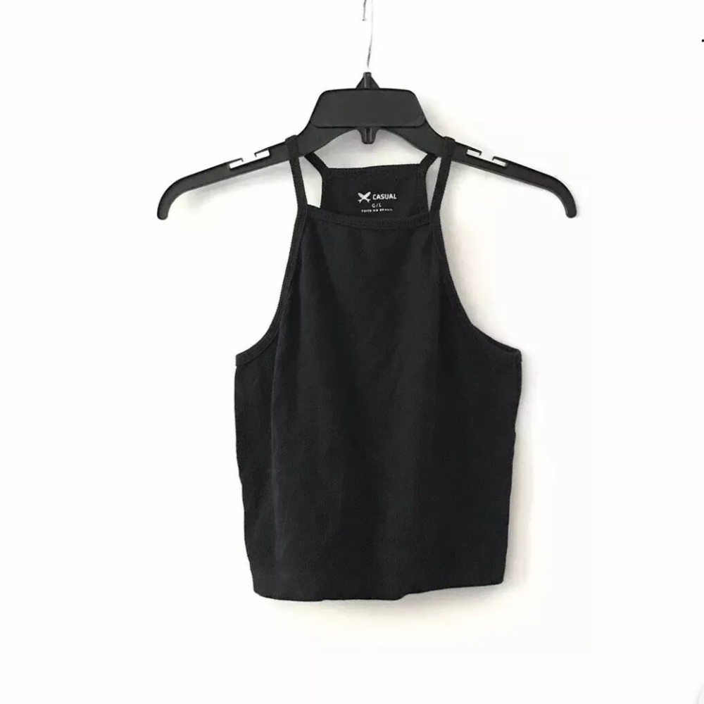 Casual Racer Back Tank Top Color Black Size Large